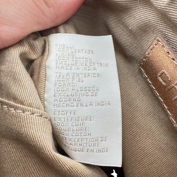 Chico's NWT Rose Gold Structured Shine Leather Pouch Cosmetic Bag Travel Case - Picture 13 of 13